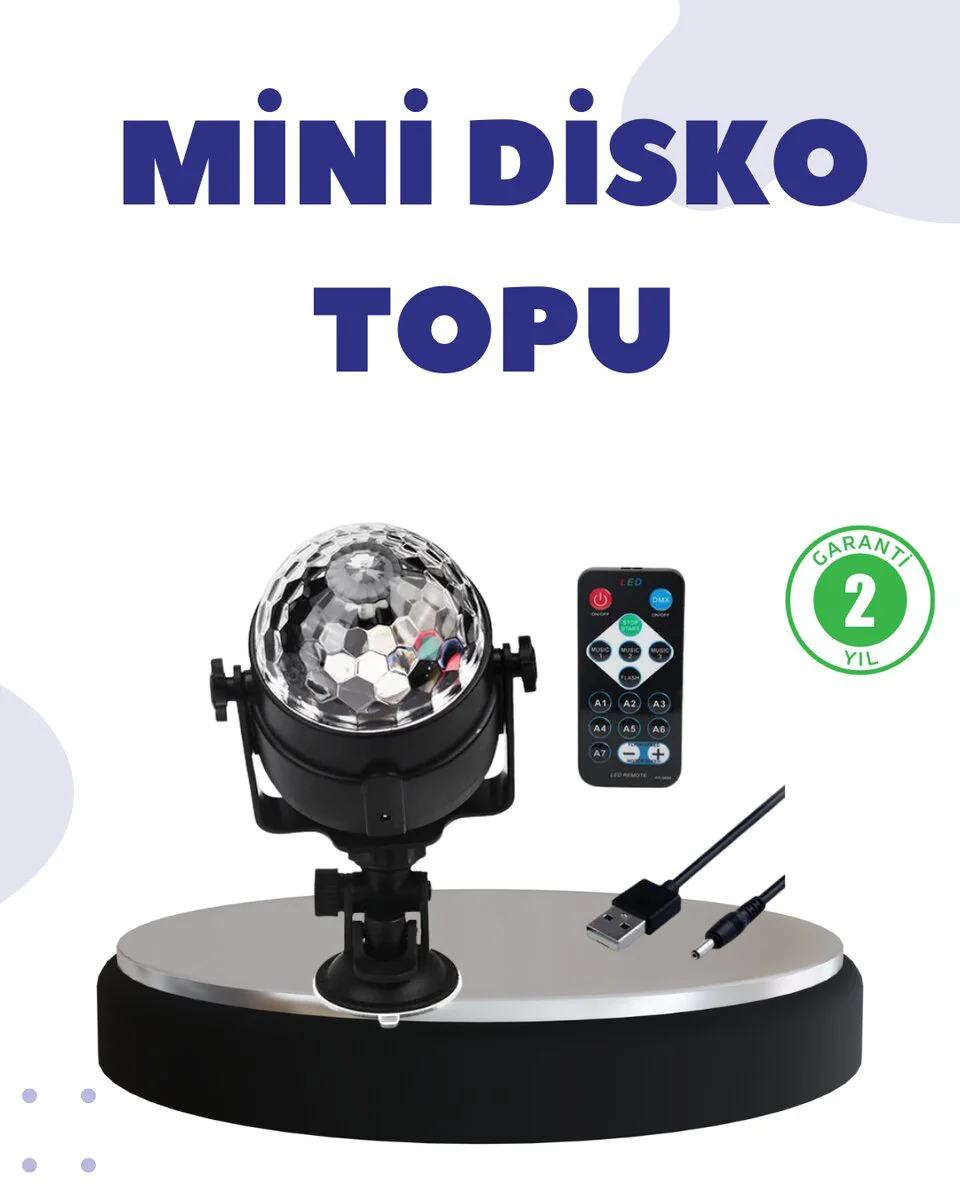 Ses Duyarlı Mini Disko Küre Lamba - Parti Işıklandırma ve Müzik Senkronizasyonu
