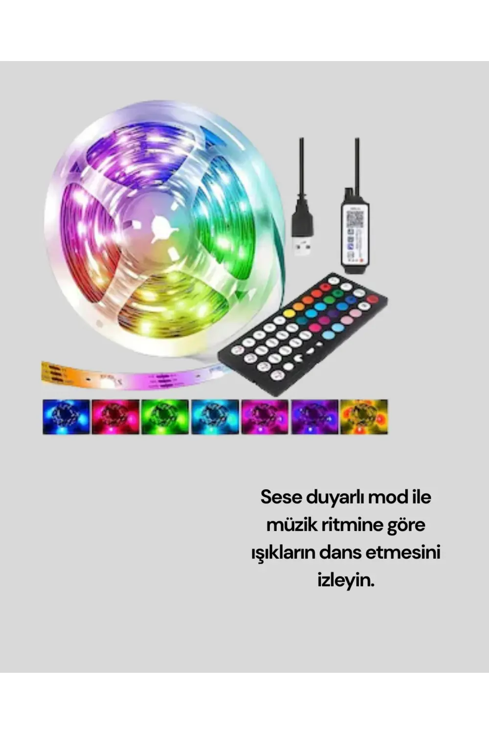 Sese Duyarlı 10M Smart Şerit Led IOS Android Kontrollü RGB Işık