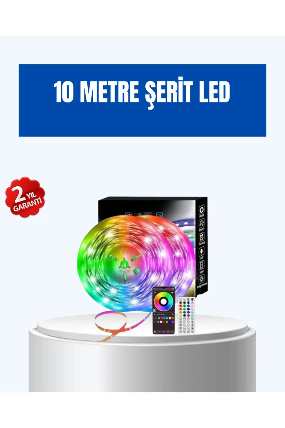 Sese Duyarlı 10M Smart Şerit Led IOS Android Kontrollü RGB Işık