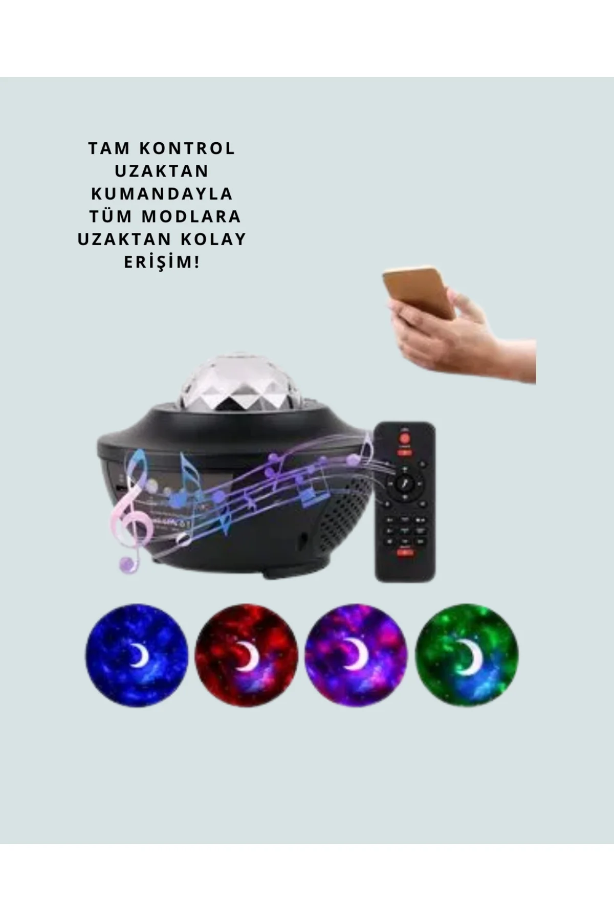 Sesle Etkileşimli Yıldız Projektörlü Gece Lambası – Bluetooth Hoparlörlü, USB Girişli, Dönen Okyanus