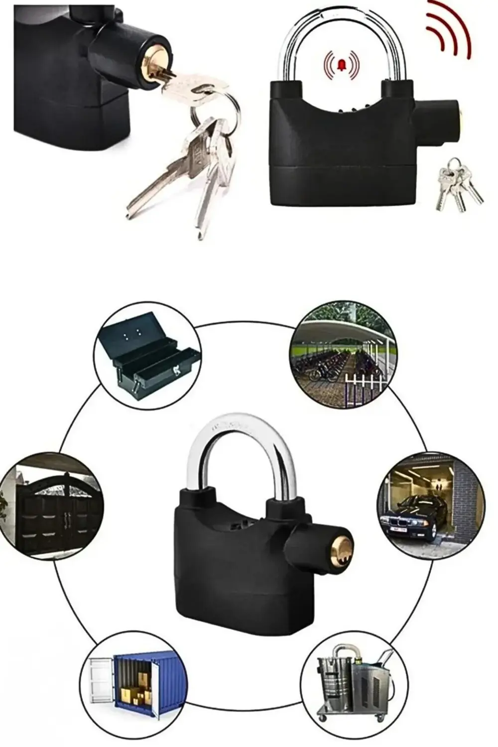 Sesli Alarm Özellikli 110 Desibel Asma Kilit | Hırsızlığa Karşı A