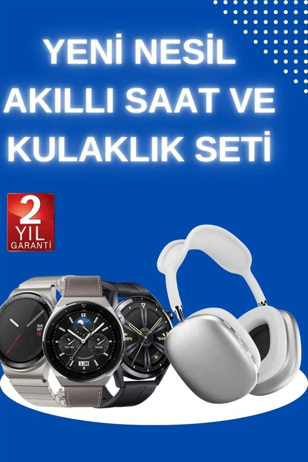 Sesli Görüşme Akıllı Saat ve Powerbank Çoklu Şarj Girişli Bluetooth Kulaklık - Nabız Ölçer ve Uzun Pil Ömrü