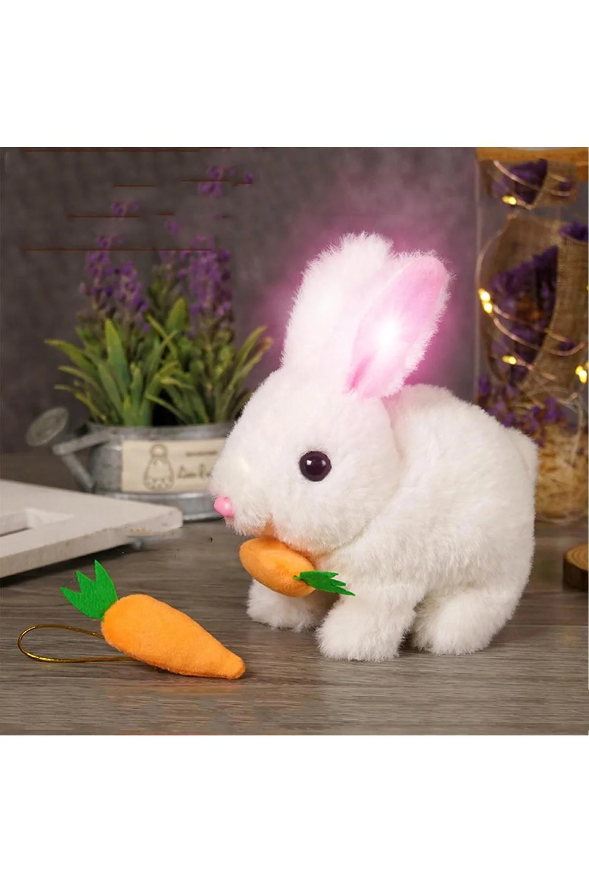 Sesli Hareketli Tavşan Oyuncak – Zıplayan Peluş Tavşan (Havuçlu)