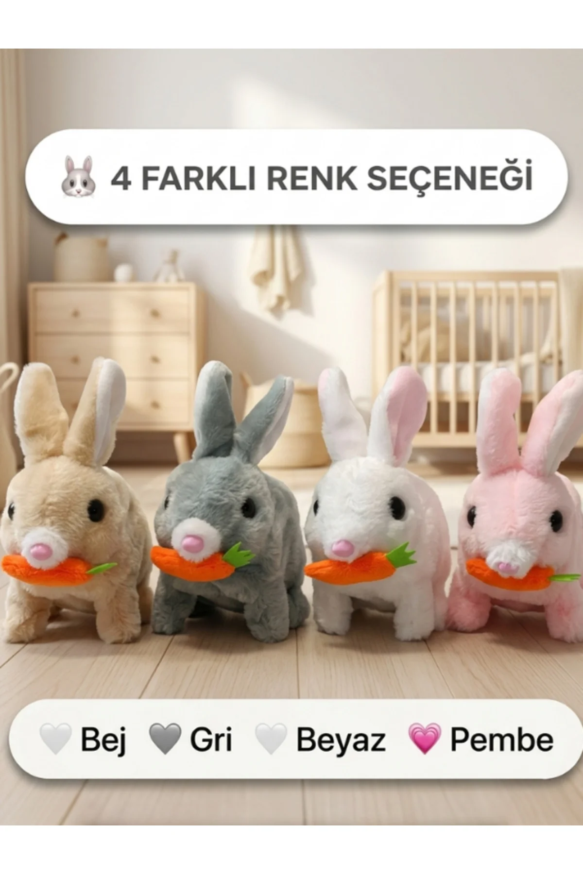 Sesli Hareketli Zıplayan Tavşan Oyuncak 15x10 cm, 2 Adet AA Pil Hediyeli Peluş Tavşan Sesli Hareketli Zıplayan Tavşan Oyuncak 15x10 cm, 2 Adet AA Pil Hediyeli Peluş Tavşan