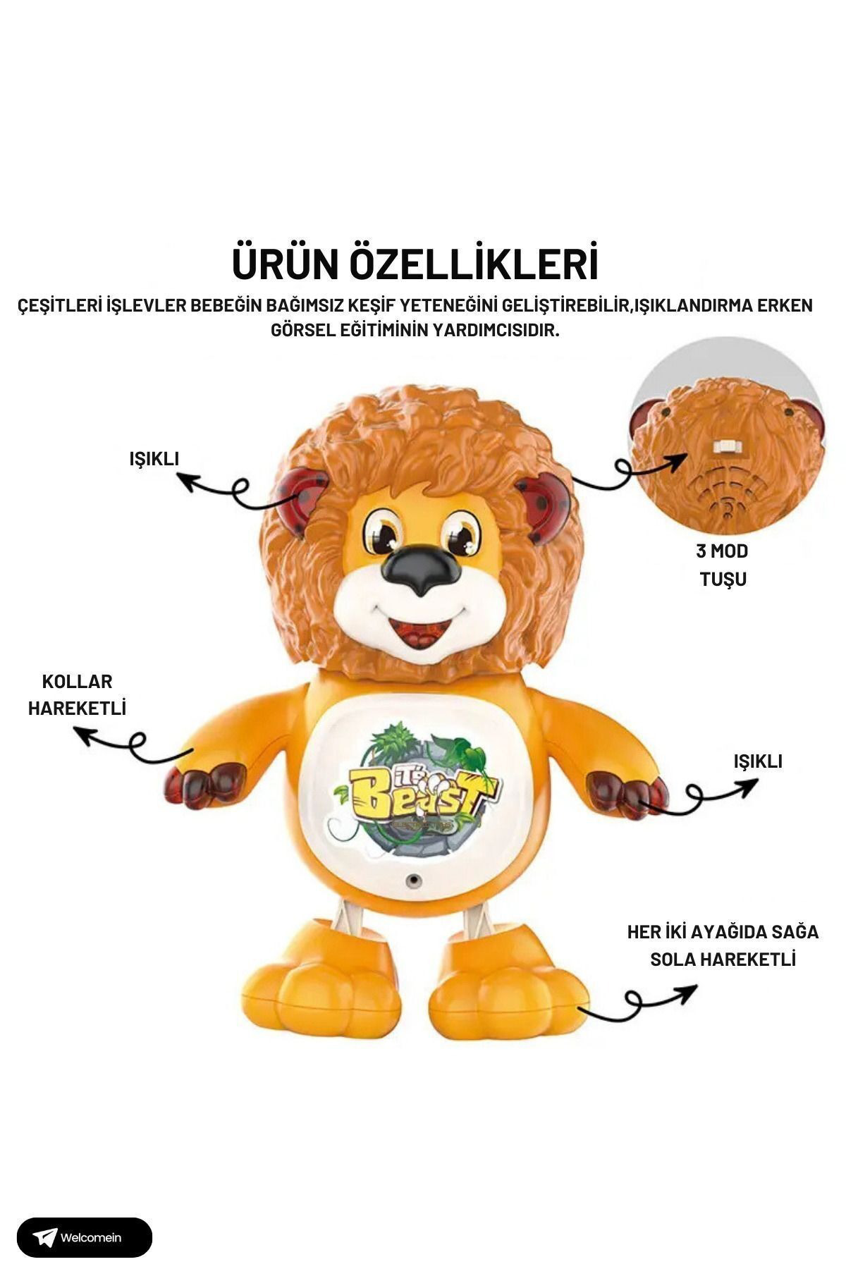 Oyuncak Store Sesli İşikli Hareketli Dans Edebilen Emekleme Aslan