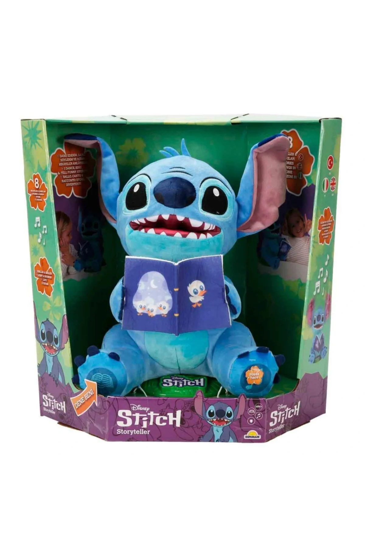 Sesli Karanlıkta Parlayan Masal Anlatan Stitch İnteraktif Peluş 34 cm