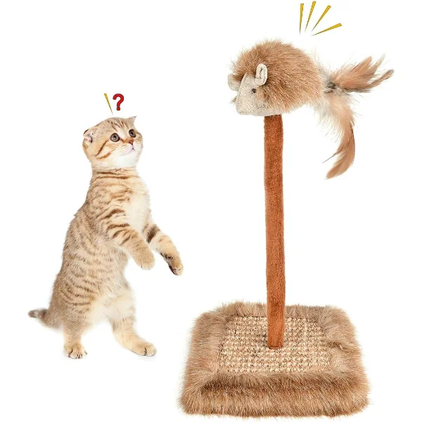 Sesli Oyuncaklı Kedi Tırmalama Tahtası Hareketli Fare Figürlü