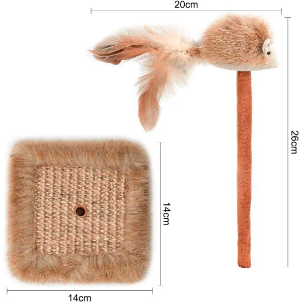 Sesli Oyuncaklı Kedi Tırmalama Tahtası Hareketli Fare Figürlü