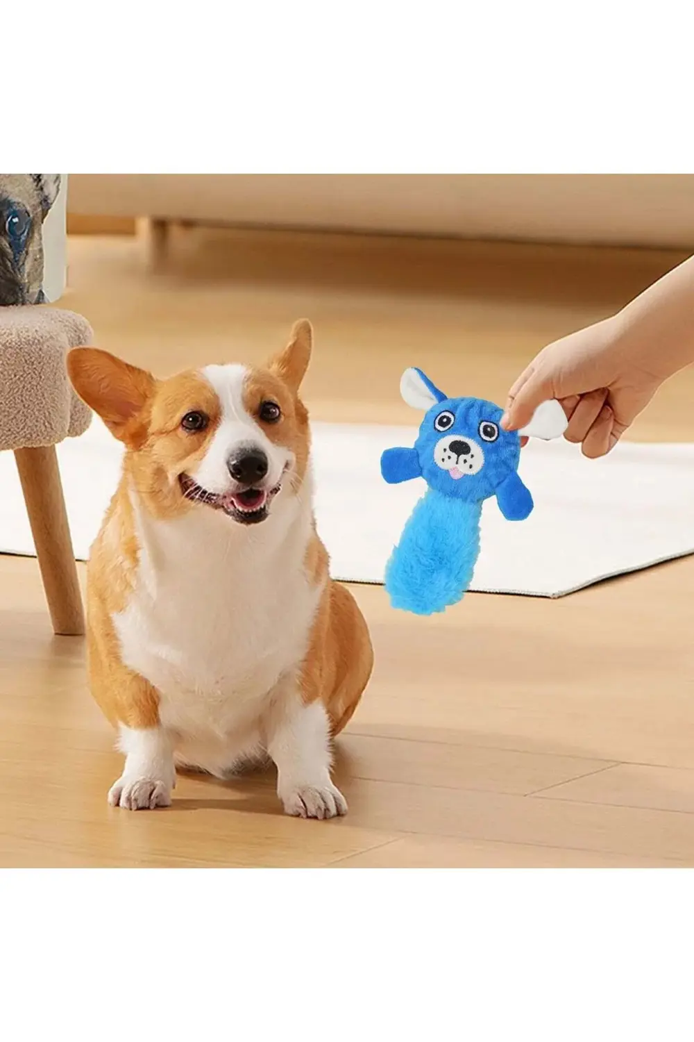 Sesli Peluş Köpek Isırma Oyuncağı Kahverengi