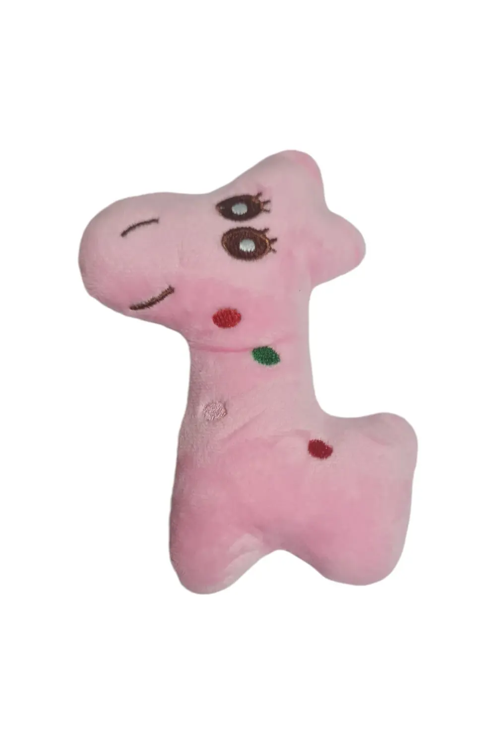 Sesli Peluş Köpek Isırma Oyuncağı (Zürafa) Pembe