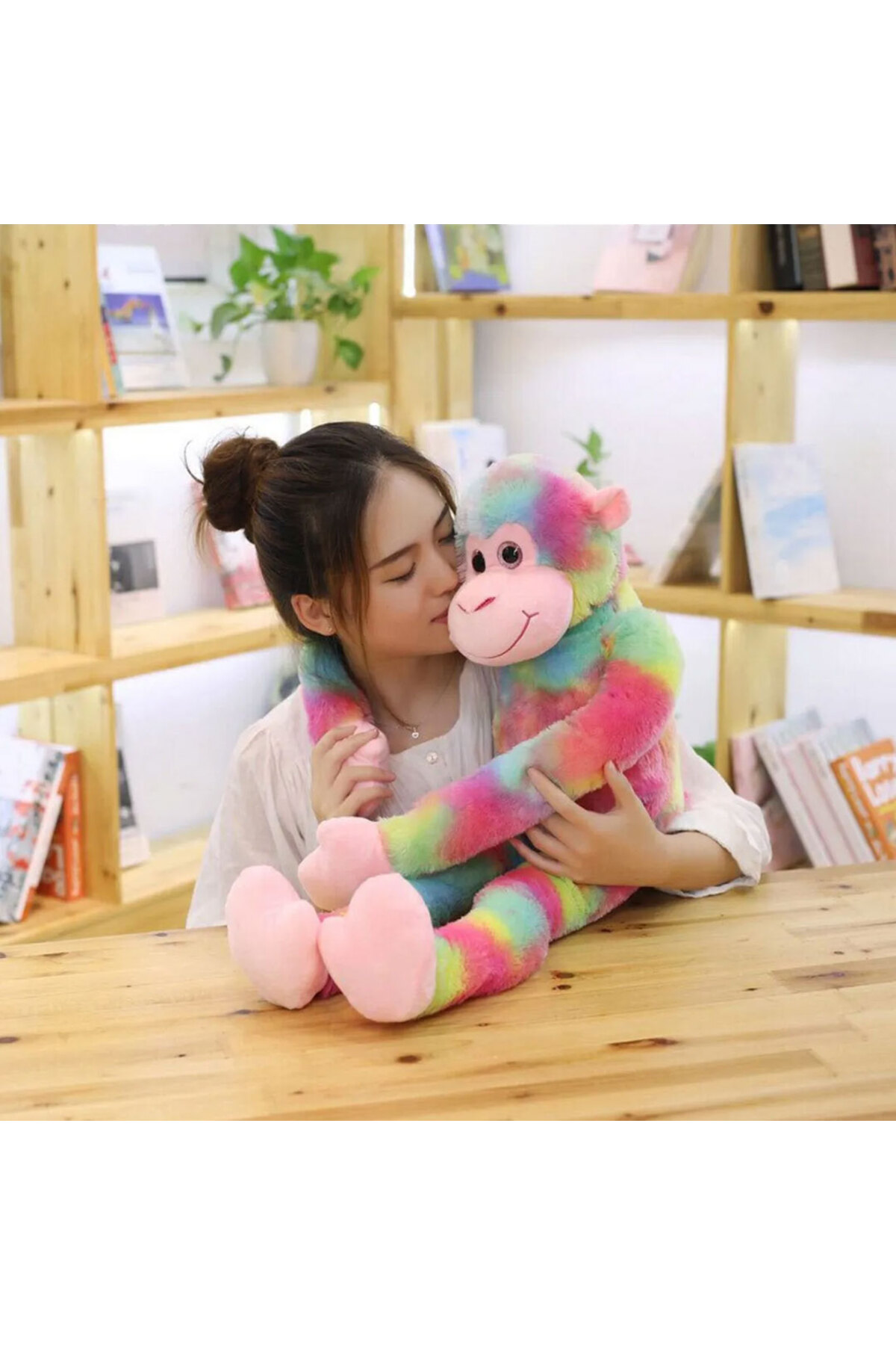 Oyuncak Store Sesli Peluş Maymun Uyku Arkadaşım Yumuşak Renkli Maymun 85 Cm