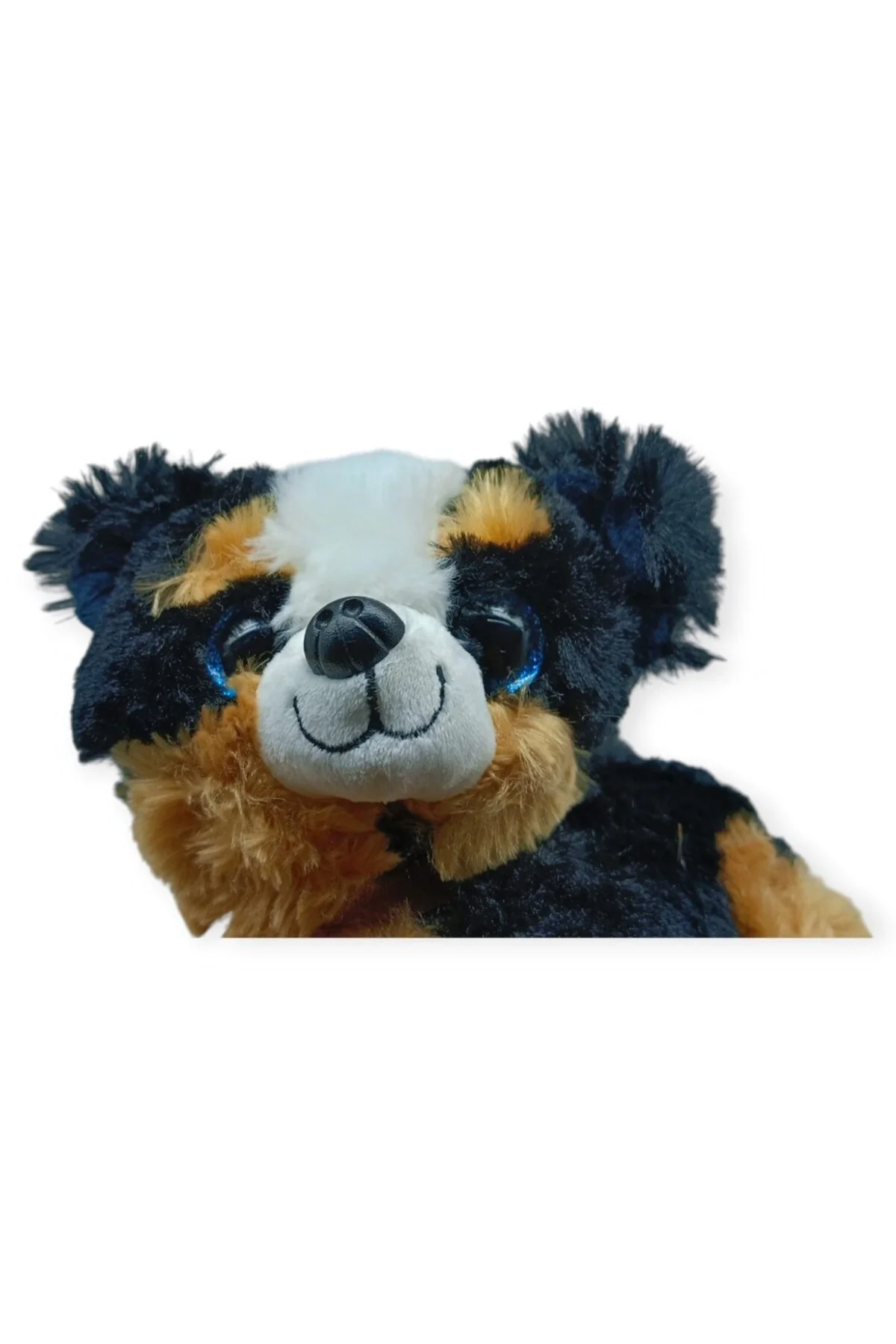 Sesli Peluş Yatan Köpek 25 cm - Siyah Kahve (Lisinya)