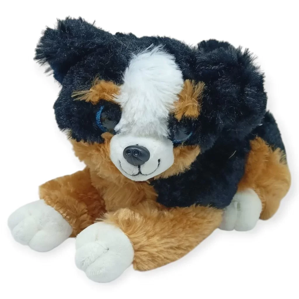 Sesli Peluş Yatan Köpek 25 cm - Kahve Beyaz (Lisinya)