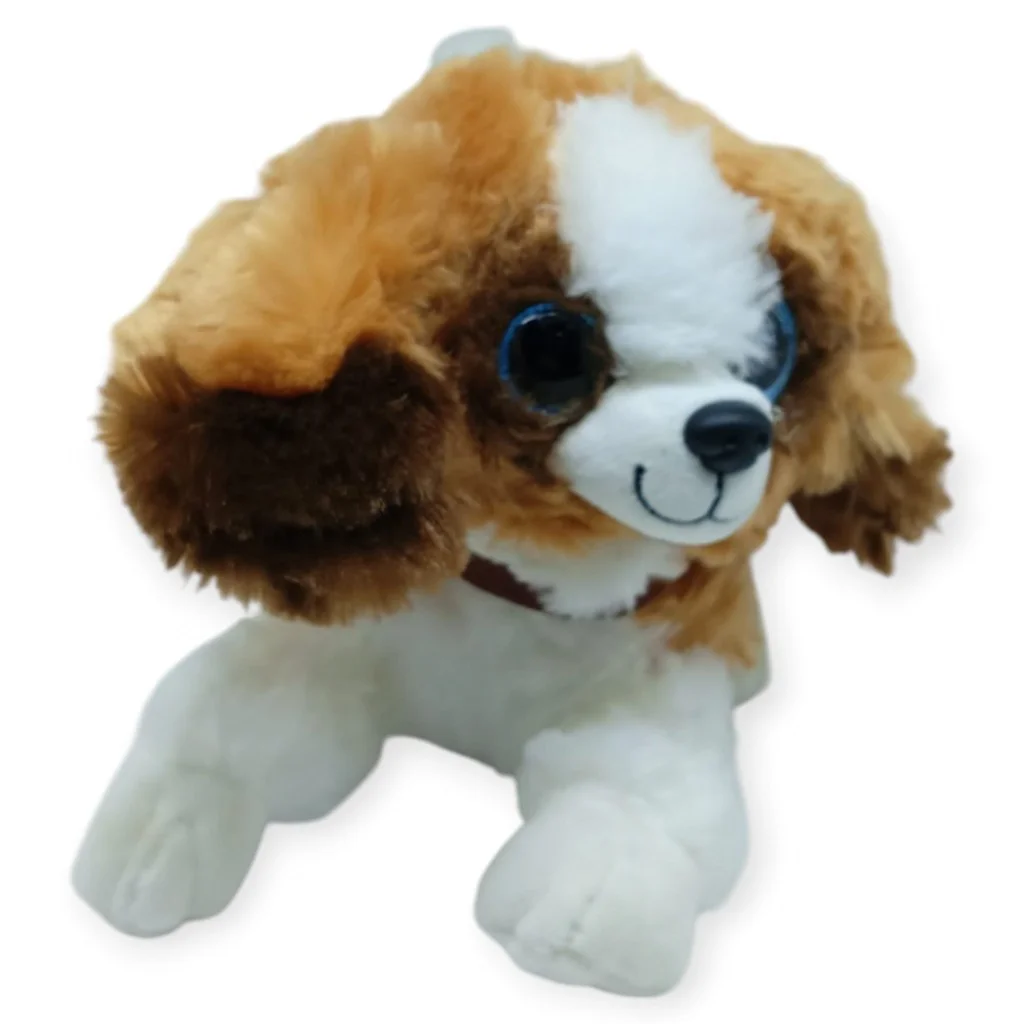 Sesli Peluş Yatan Köpek 25 cm - Kahve Beyaz - 1 ADET Sesli Peluş Yatan Köpek 25 cm - Kahve Beyaz - 1 ADET