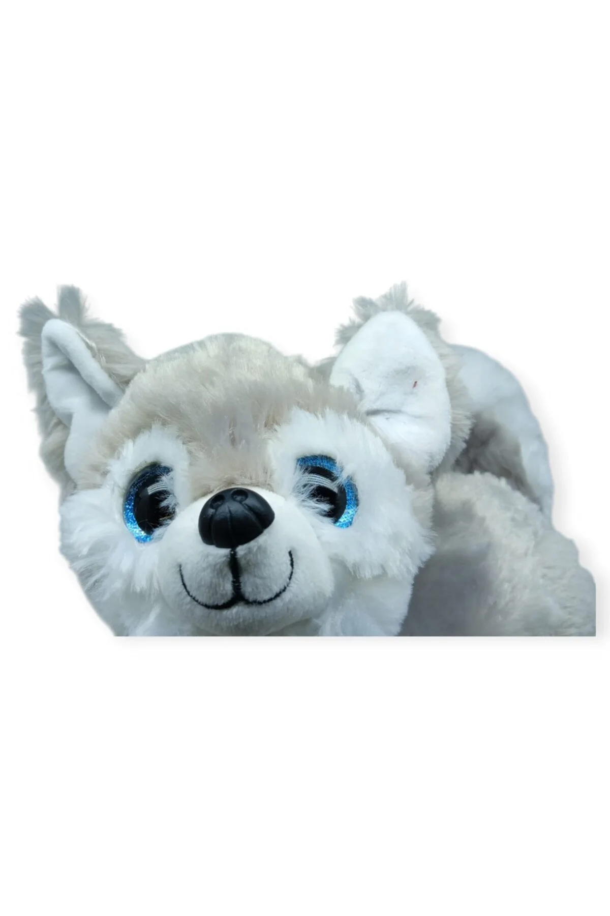 Sesli Peluş Yatan Köpek 25 cm - Gri (Lisinya)