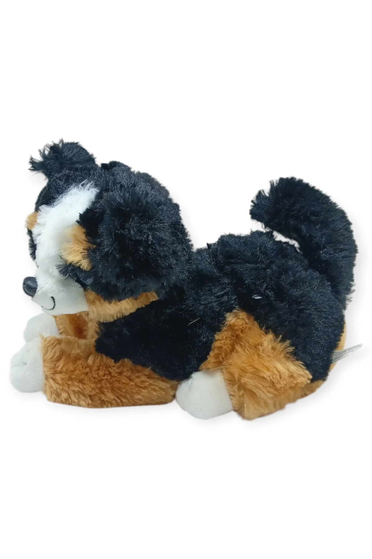 Sesli Peluş Yatan Köpek 25 cm - Siyah Kahve (Lisinya)