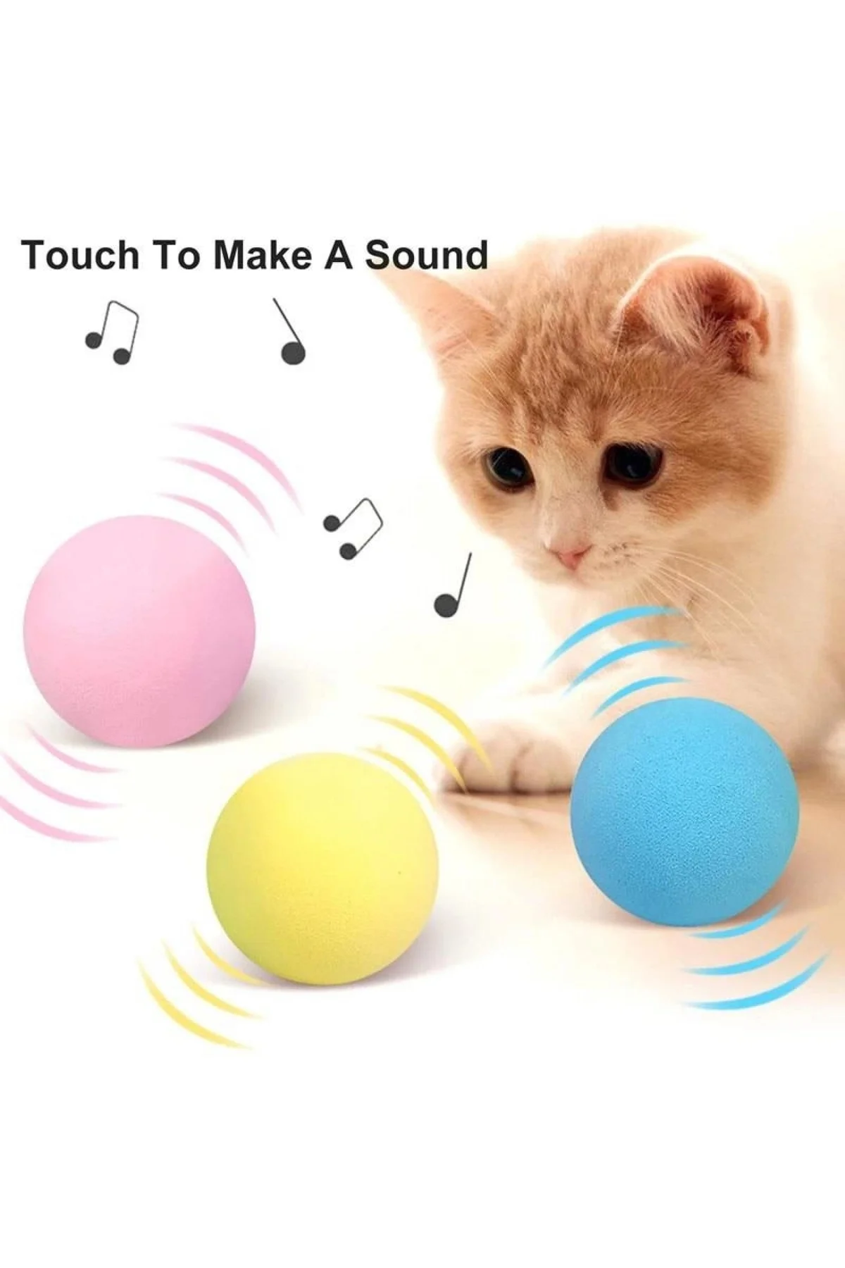 Sesli Ve Akıllı Kedi Oyuncak Topu - 50 Mm, Hayvan Sesli, Eğlencel