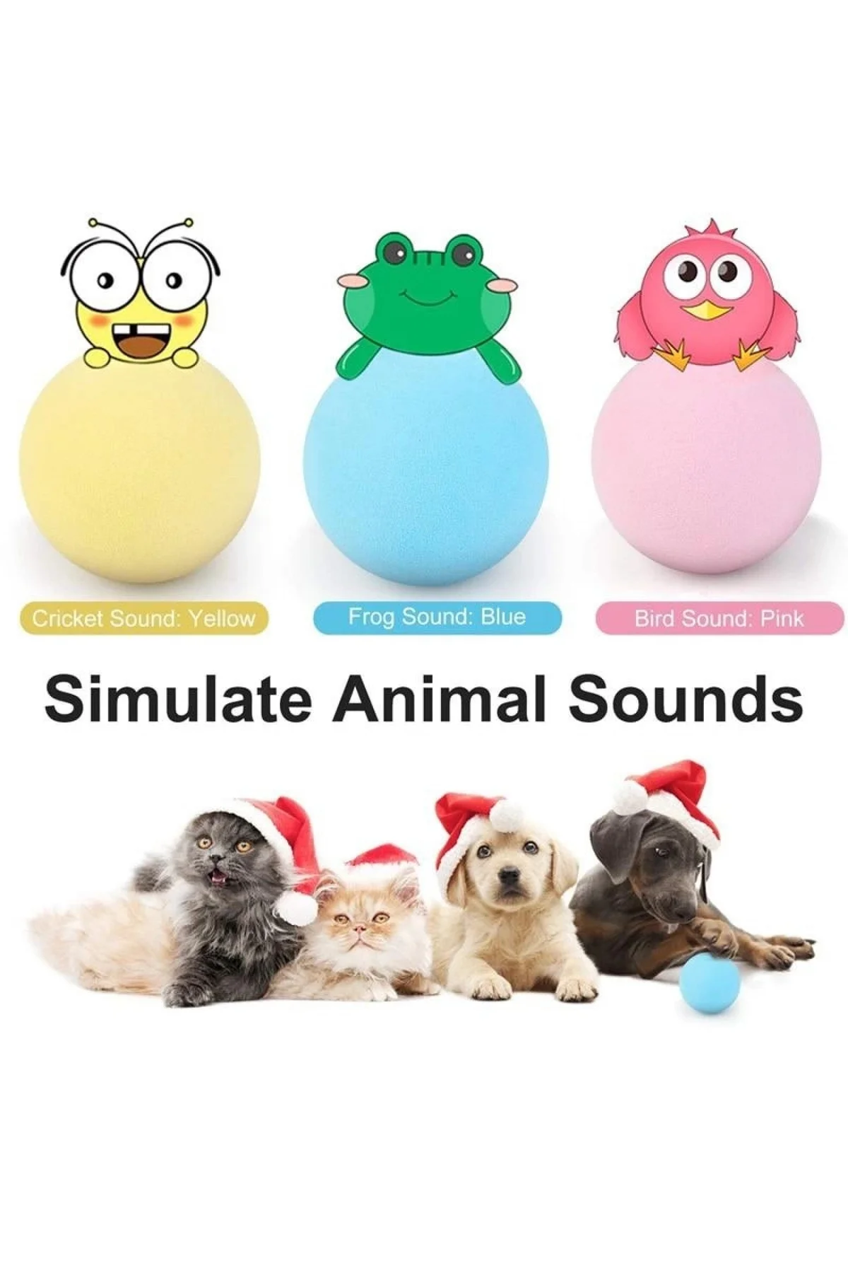 Sesli Ve Akıllı Kedi Oyuncak Topu - 50 Mm, Hayvan Sesli, Eğlencel