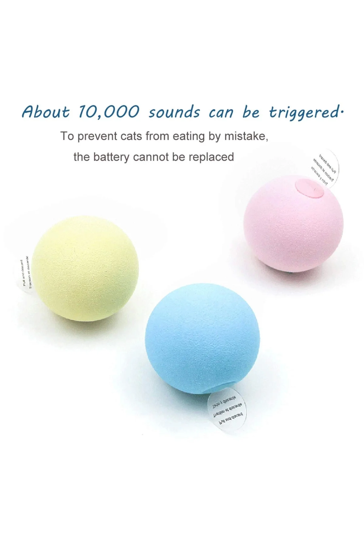 Sesli ve Akıllı Kedi Oyuncak Topu - 50 mm, Hayvan Sesli, Eğlencel