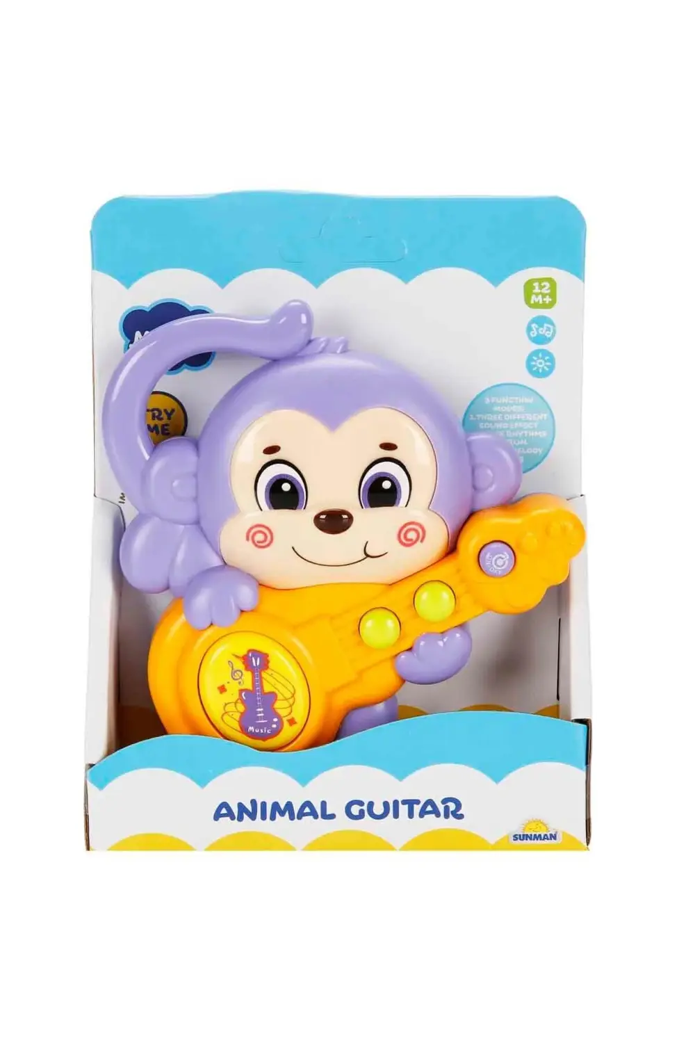 Sesli ve Işıklı Gitar Çalan Maymun Mor