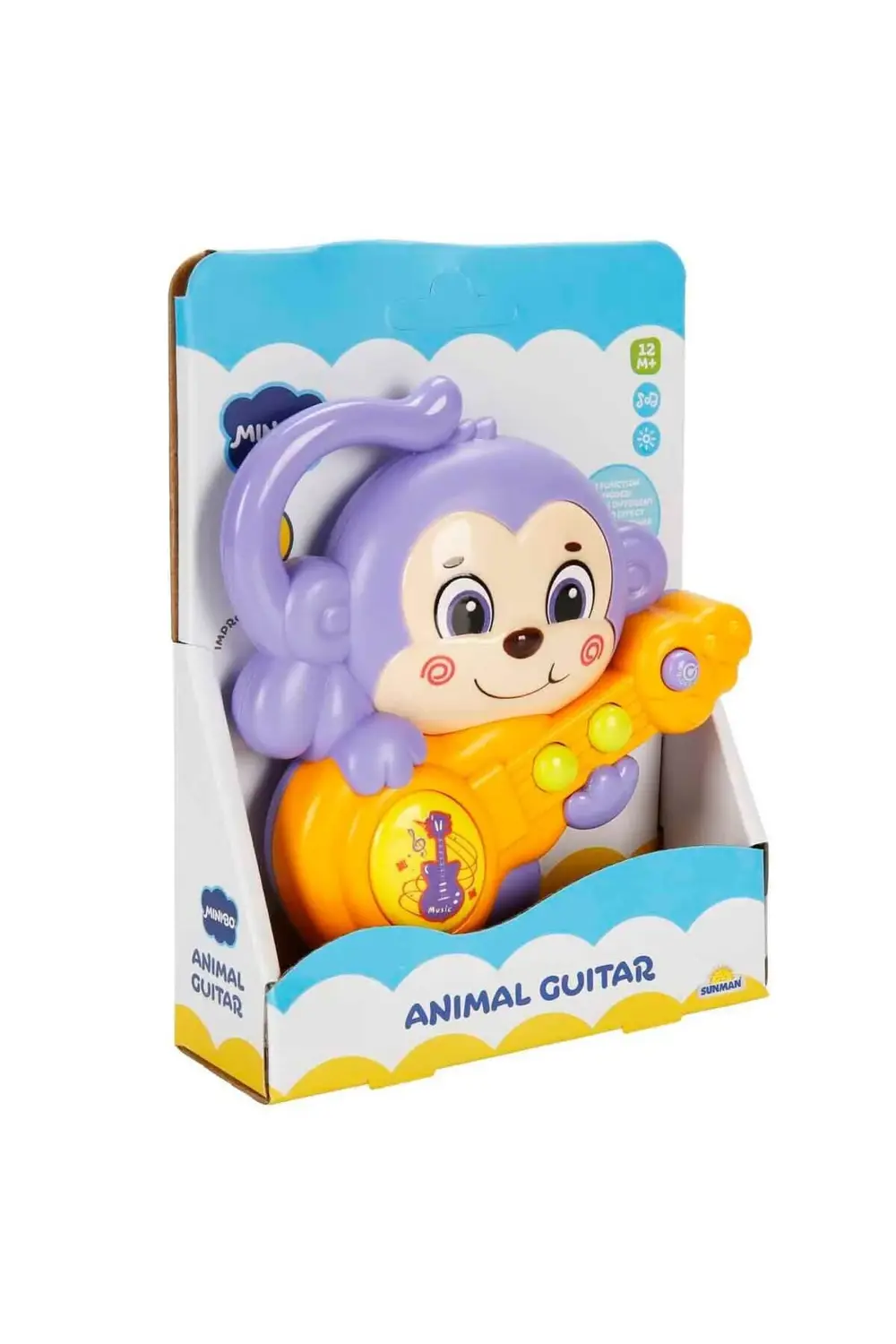 Sesli ve Işıklı Gitar Çalan Maymun Mor