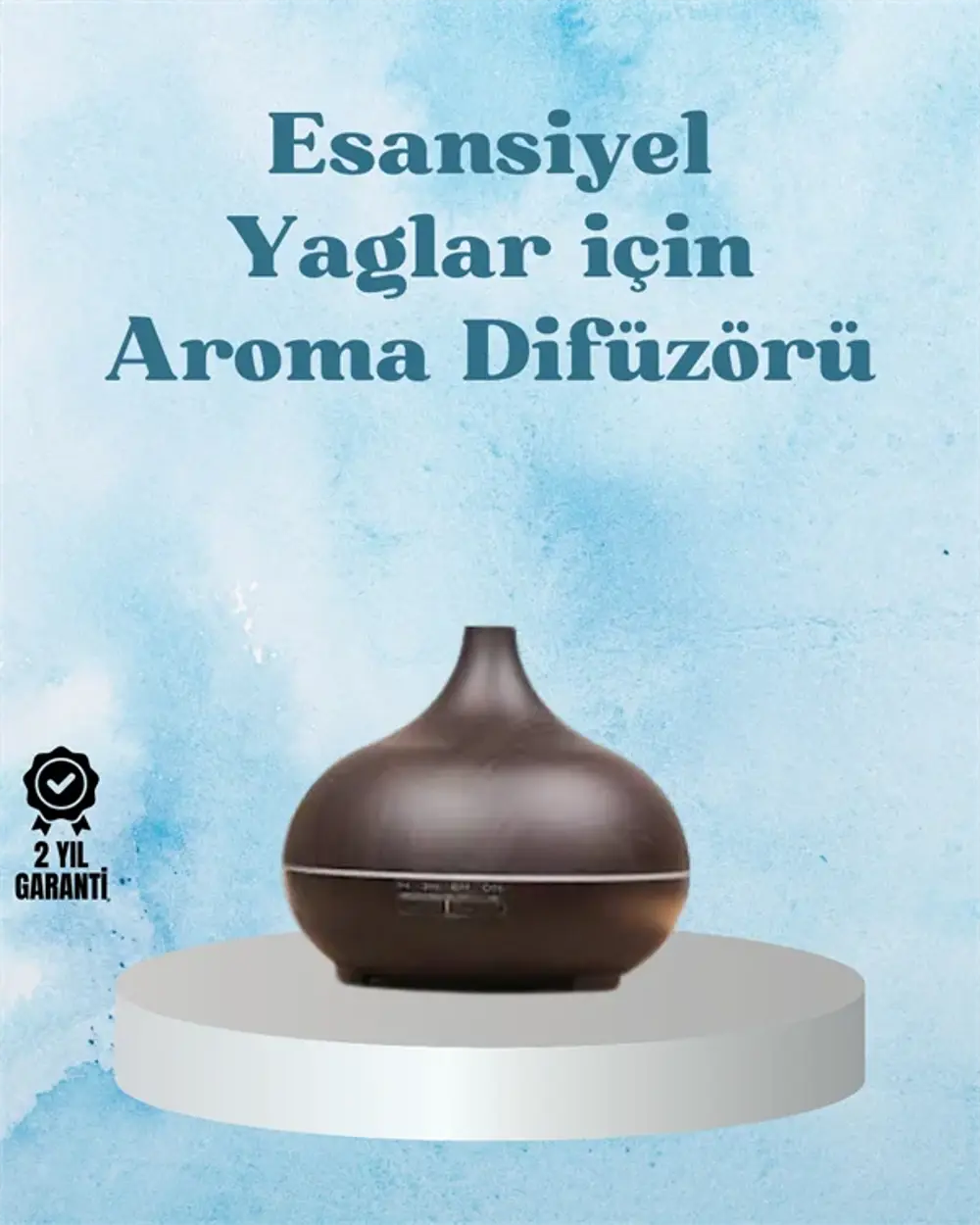 Sessiz Çalışan Aromaterapi Difüzörü – 4 Zaman Ayarlı, 7 Renkli Iş