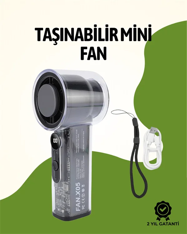 Sessiz Çalışan Taşınabilir Fan Dijital Göstergeli 100 Kademeli Hız Ayarı - Lisinya