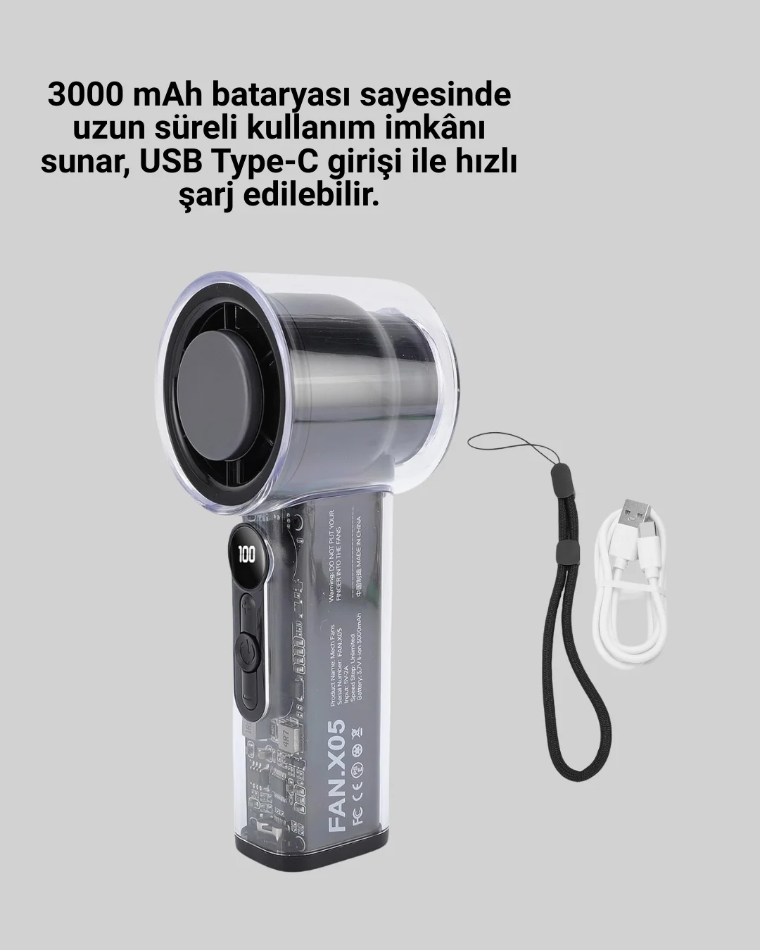 Sessiz Çalışan Taşınabilir Fan | USB Şarjlı ve Kompakt Tasarım