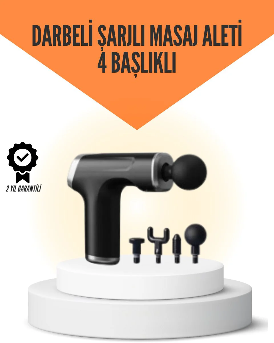 Sessiz Çalışan Taşınabilir Kas Masaj Aleti - 6 Hız Ayarı ve 4 Farklı Başlık