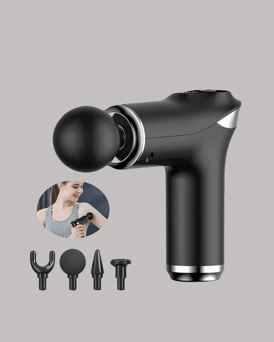 Sessiz Çalışan Taşınabilir Kas Masaj Aleti - 6 Hız Ayarı ve 4 Farklı Başlık