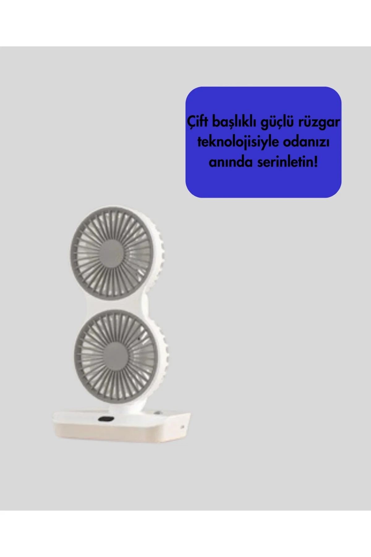 Sessiz Çalışan Usb Şarjlı Çift Kafalı Masaüstü Fan – Ev Ve Ofis İ