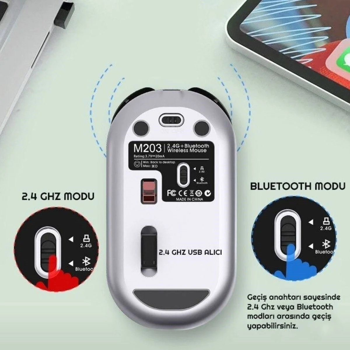 Sessiz Kablosuz Mouse – Wireless Optik Mouse, Sessiz Tıklama, Ergonomik Tasarım - Görsel 4