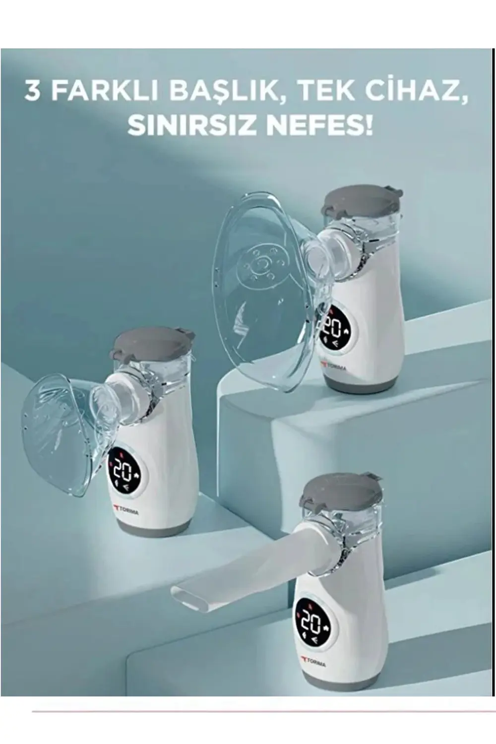 Sessiz Kademeli Dijital Ekranlı Usb Şarjlı Mesh Nebulizatör Cihaz