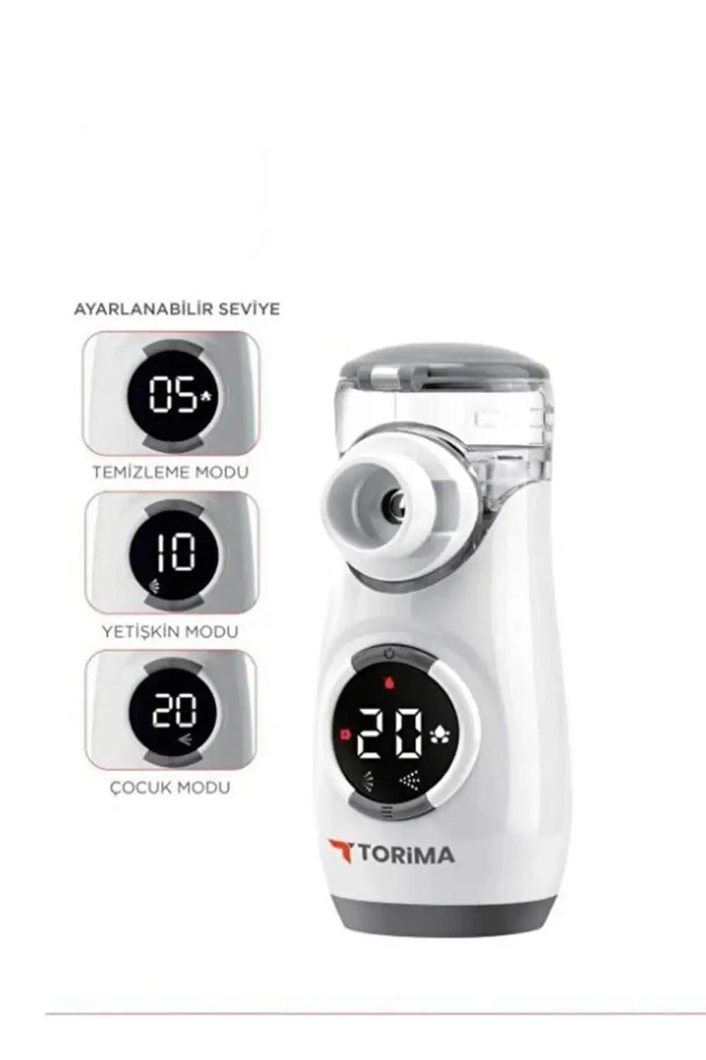 Sessiz Kademeli Dijital Ekranlı Usb Şarjlı Mesh Nebulizatör Cihaz