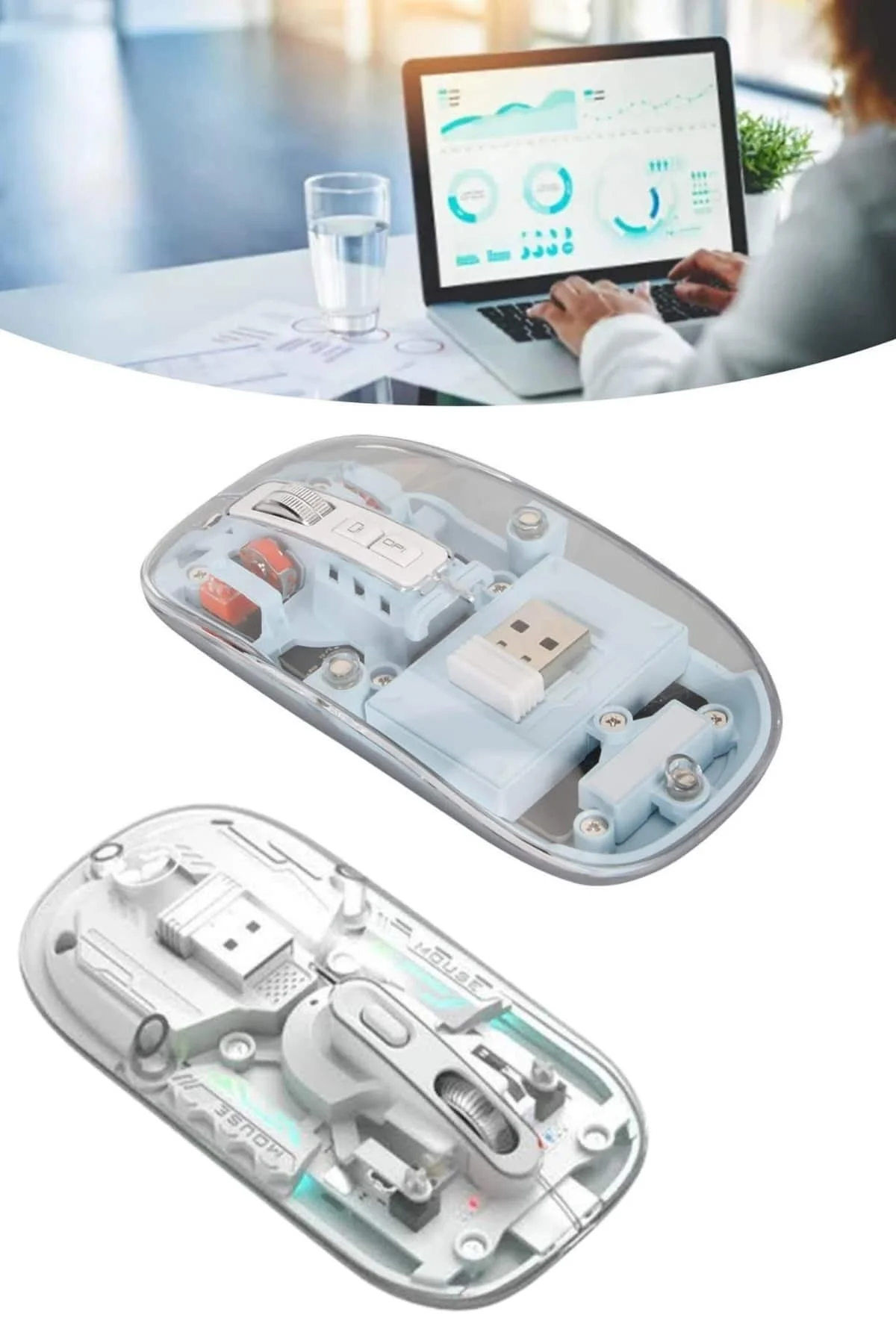 Sessiz Tıklama Çift Modlu Bluetooth Ve Alıcı Şeffaf Mouse Fare Fiyatı, Yorumları ve Özellikleri