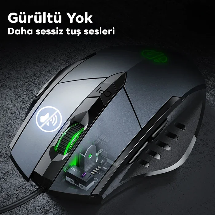 Sessiz Tıklama RGB Oyun Mouse – 7200 DPI Profesyonel Performans