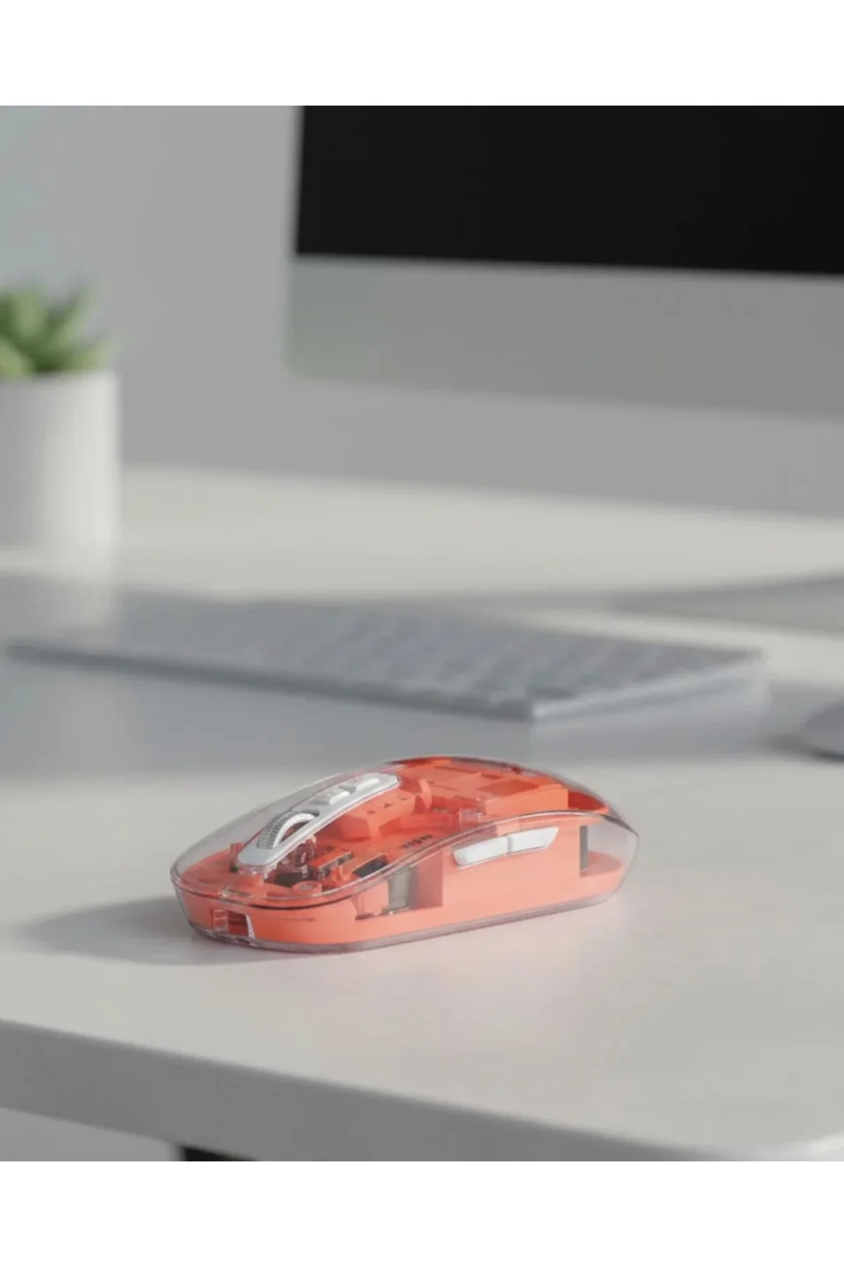 Sessiz Tıklamalı Şeffaf Mouse Bluetooth ve USB Uyumlu