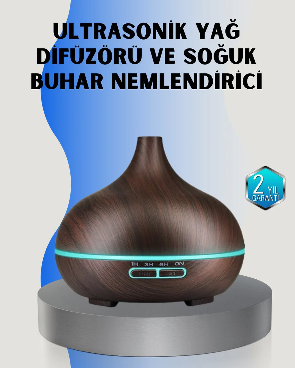 Sessiz Ultrasonik Hava Nemlendirici 550ML - Ev ve Ofis İçin Nem Dengeleyici