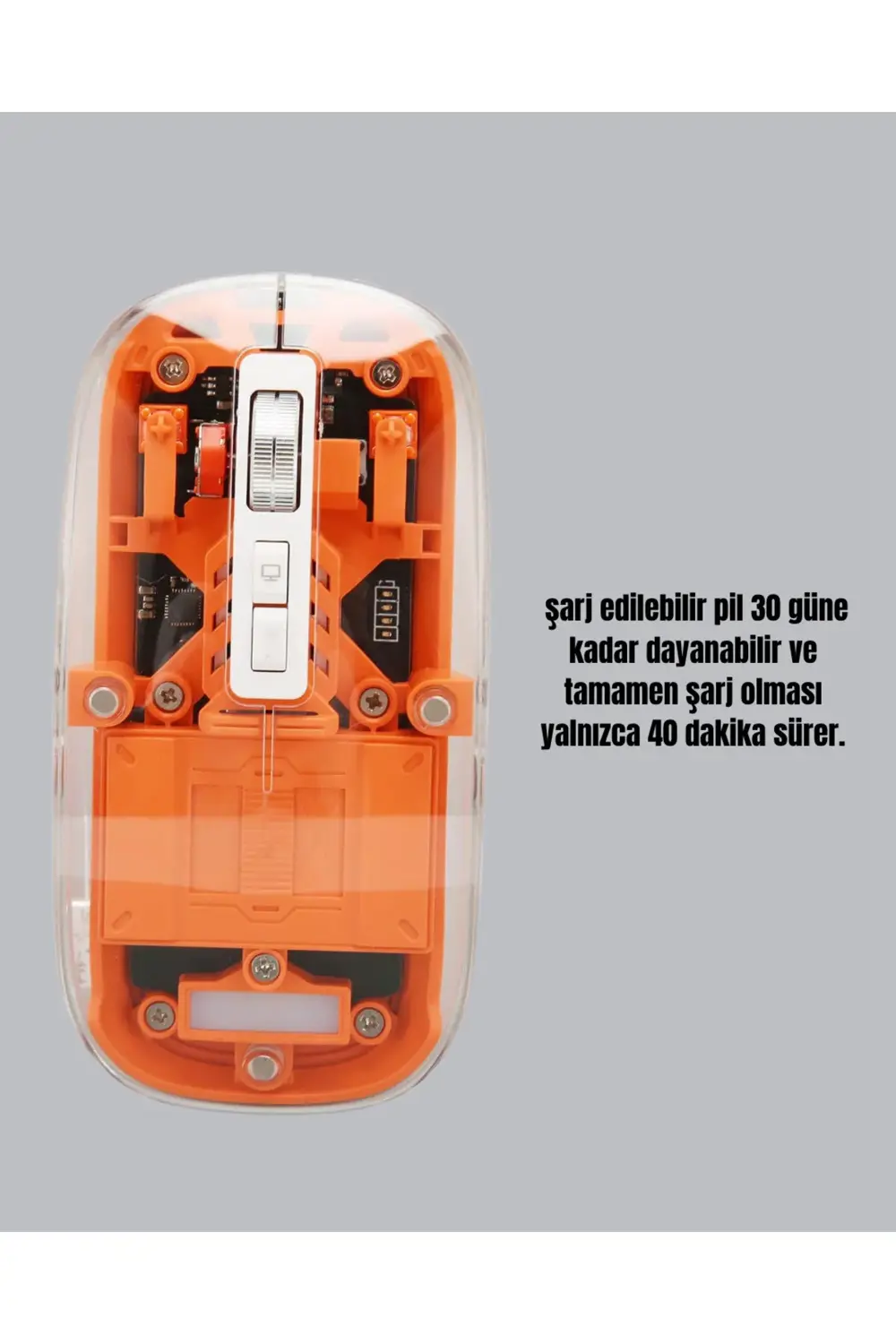 Sessiz ve Ergonomik Kablosuz Fare - 30 Gün Kullanım, 2 Modlu Bağl