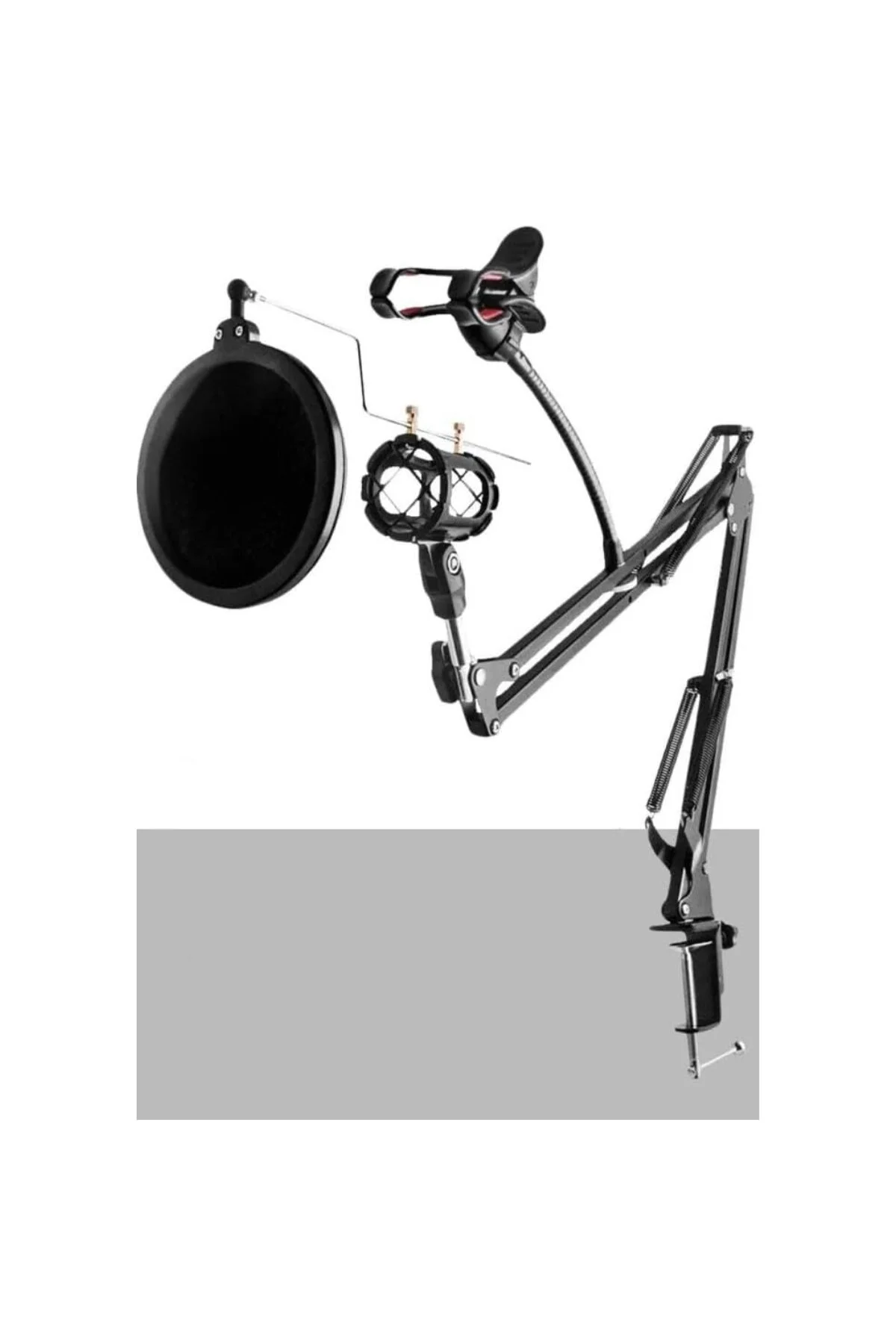 Set-01 - Trust 20378 İçin Mikrofon Standı + Pop Filtre Shock Mount Set