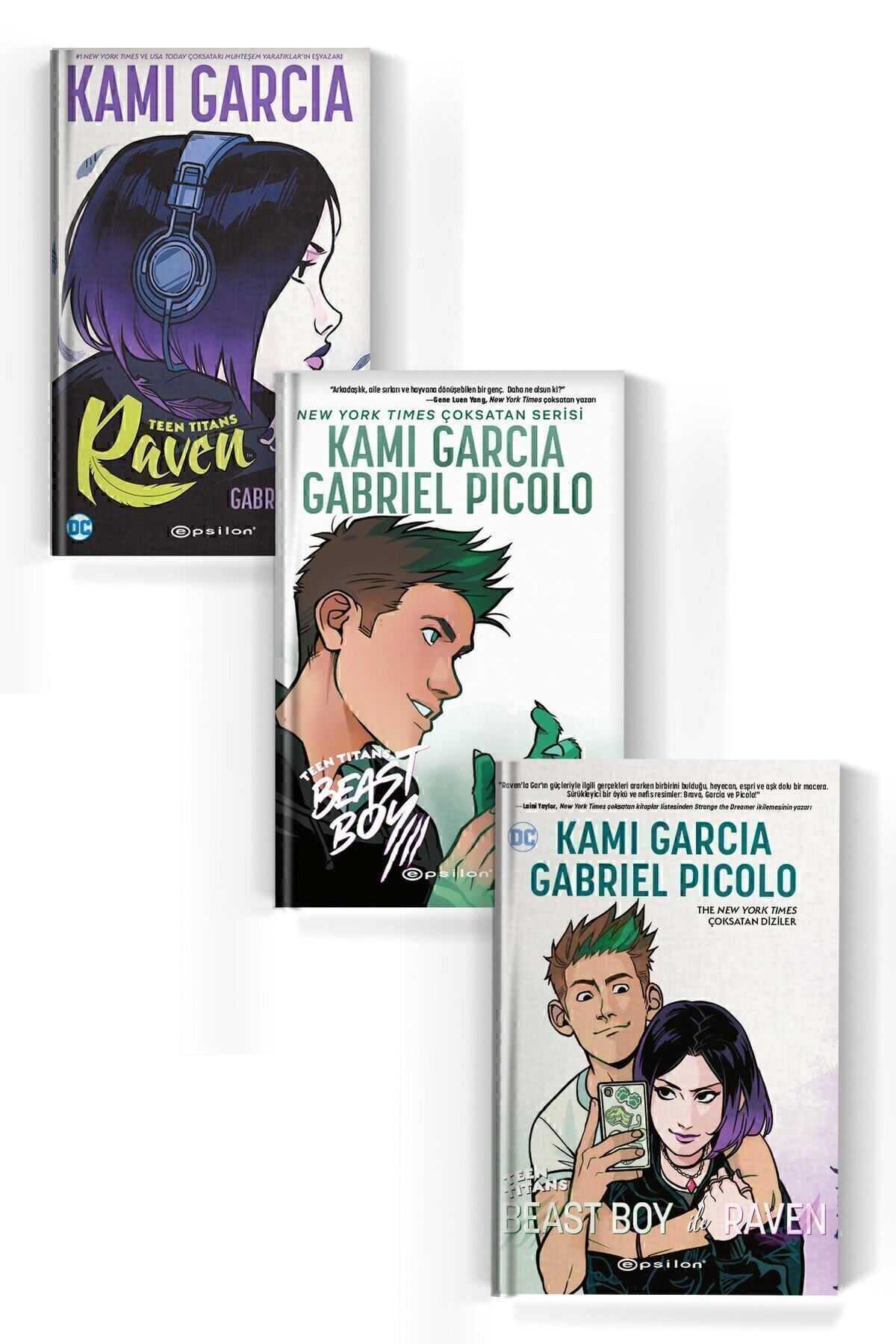 Epsilon Yayınevi Set 3 Kitap Teen Titans Beast Boy Raven Kami Garcia & Gabriel Pic