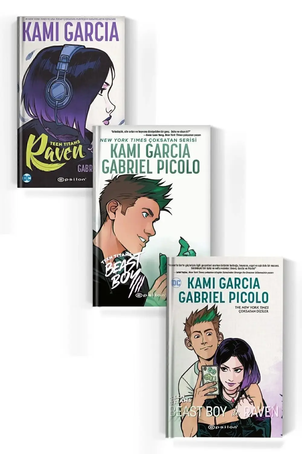 SET 3 Kitap Teen Titans Beast Boy Raven Kami Garcia & Gabriel Pic