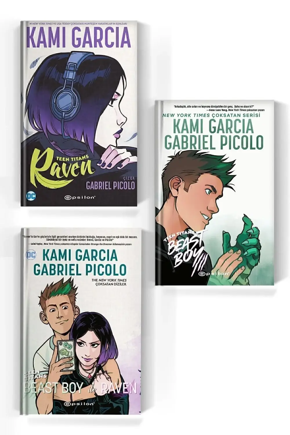 SET 3 Kitap Teen Titans Beast Boy Raven Kami Garcia & Gabriel Pic