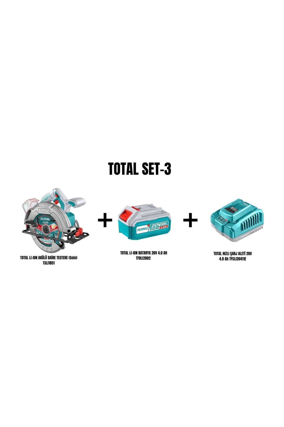 Set-3 Li-Ion Akülü Daire Testere TSLI1851 + Li-Ion Batarya 20V 4.