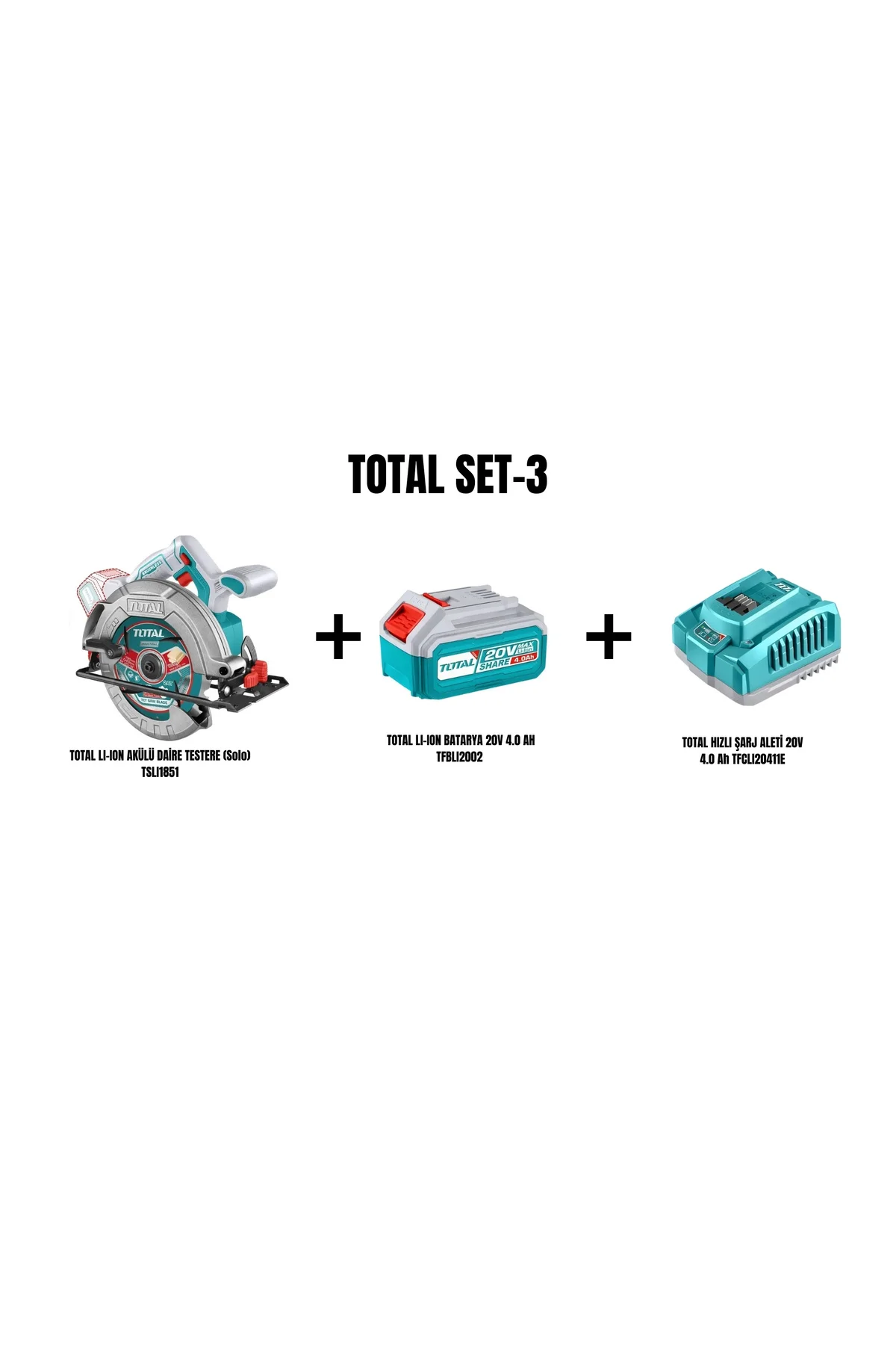 Set-3 (TOTAL LI-ION AKÜLÜ DAİRE TESTERE+LI-ION BATARYA 20V 4.0 AH