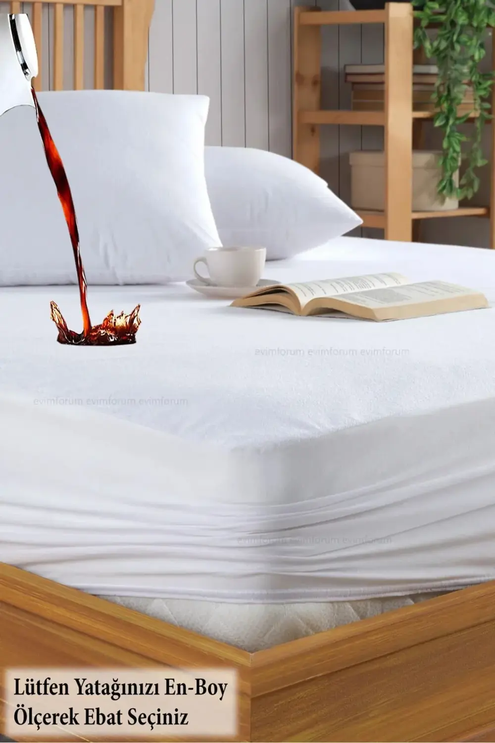 Set Kahverengi Mikro Fitted Sıvı Geçirmez Alez ve 2 Adet Yastık A