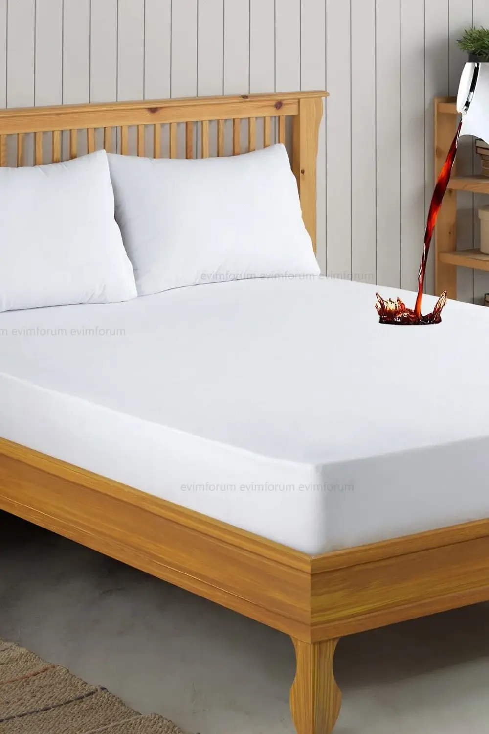 Set Kahverengi Mikro Fitted Sıvı Geçirmez Alez ve 2 Adet Yastık A