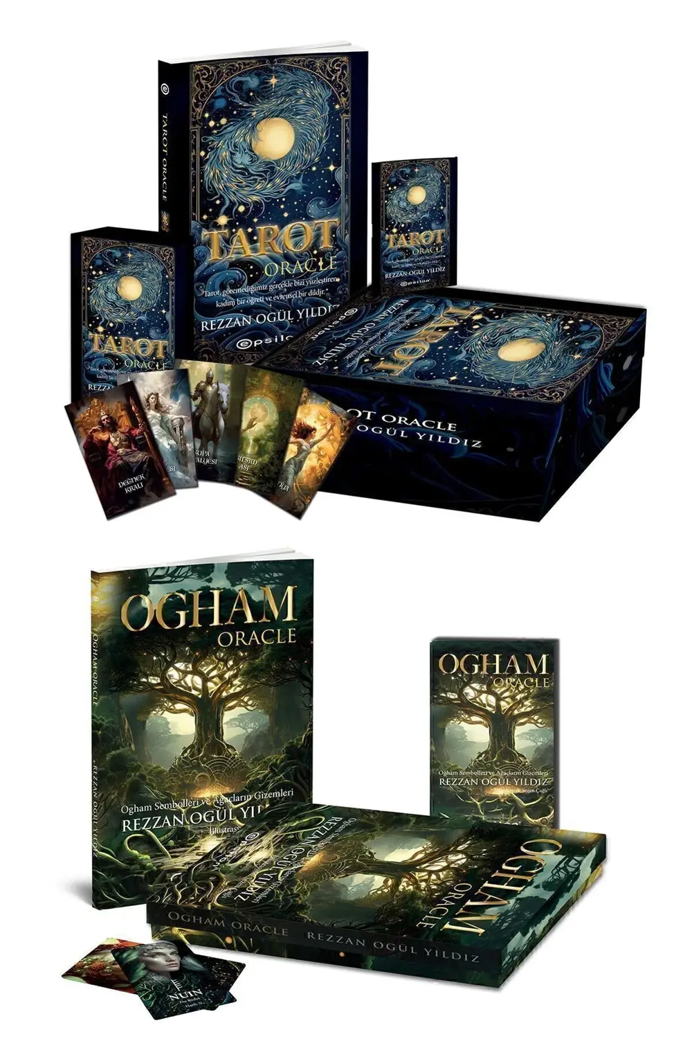SET Tarot - Ogham Oracle Rehber Kitaplı Kart 2li Takım Rezzan Ogü