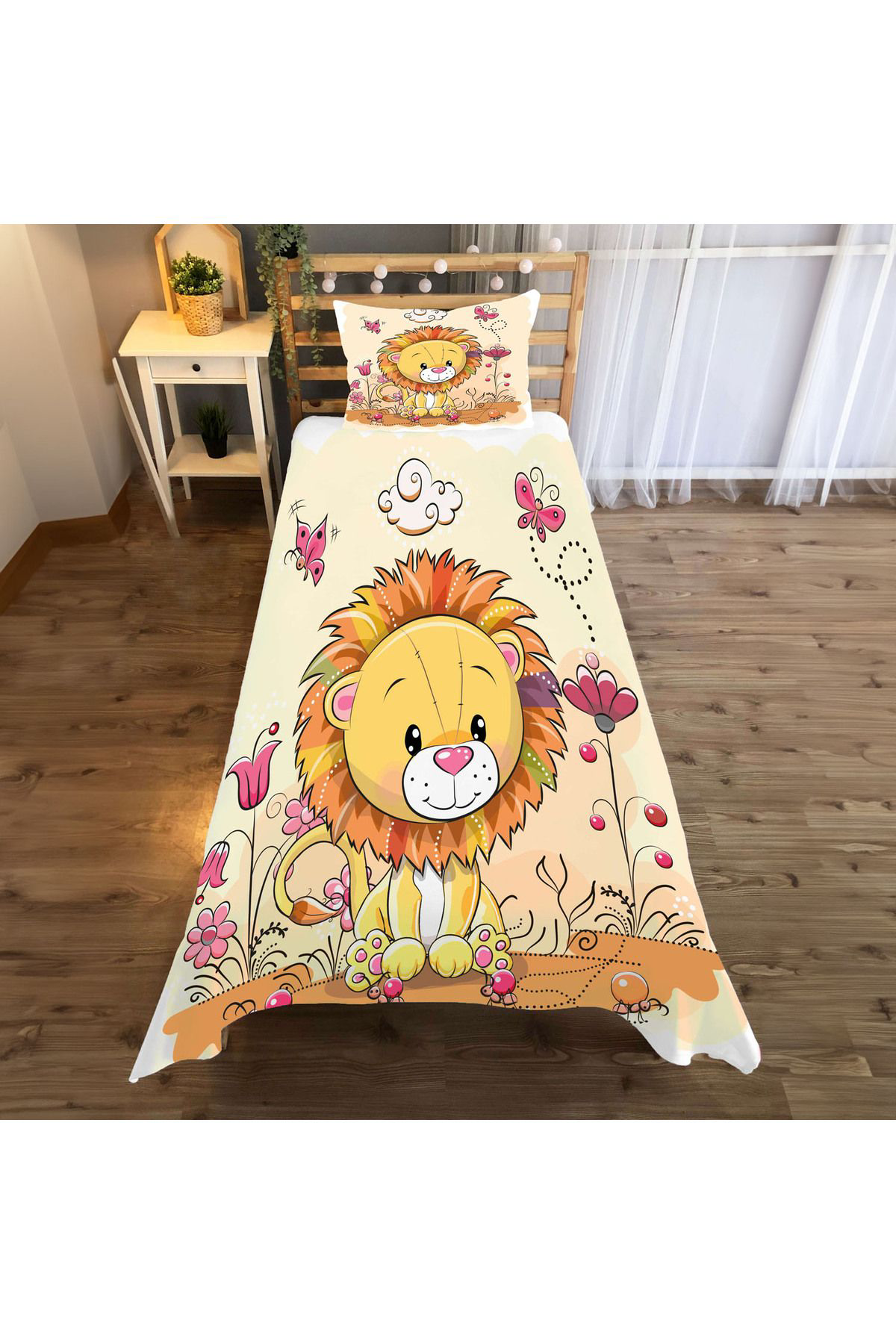 Evan Home Set Tekam Çocuk Odası Takım Perde (İki Kanat),Yatak Örtüsü,Yastık,Kırlent ,Halı,