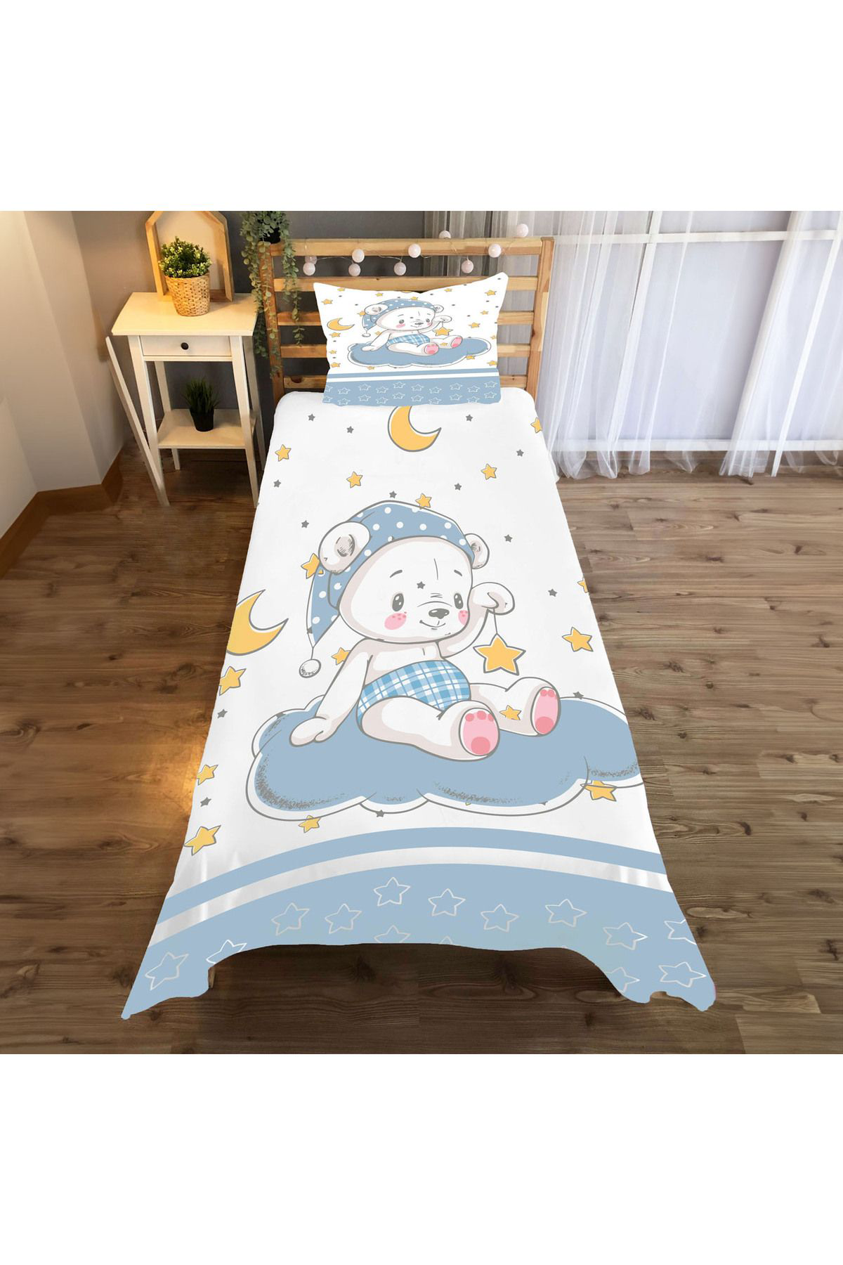 Evan Home Set Tekam Çocuk Odası Takım Perde (İki Kanat),Yatak Örtüsü,Yastık,Kırlent ,Halı,